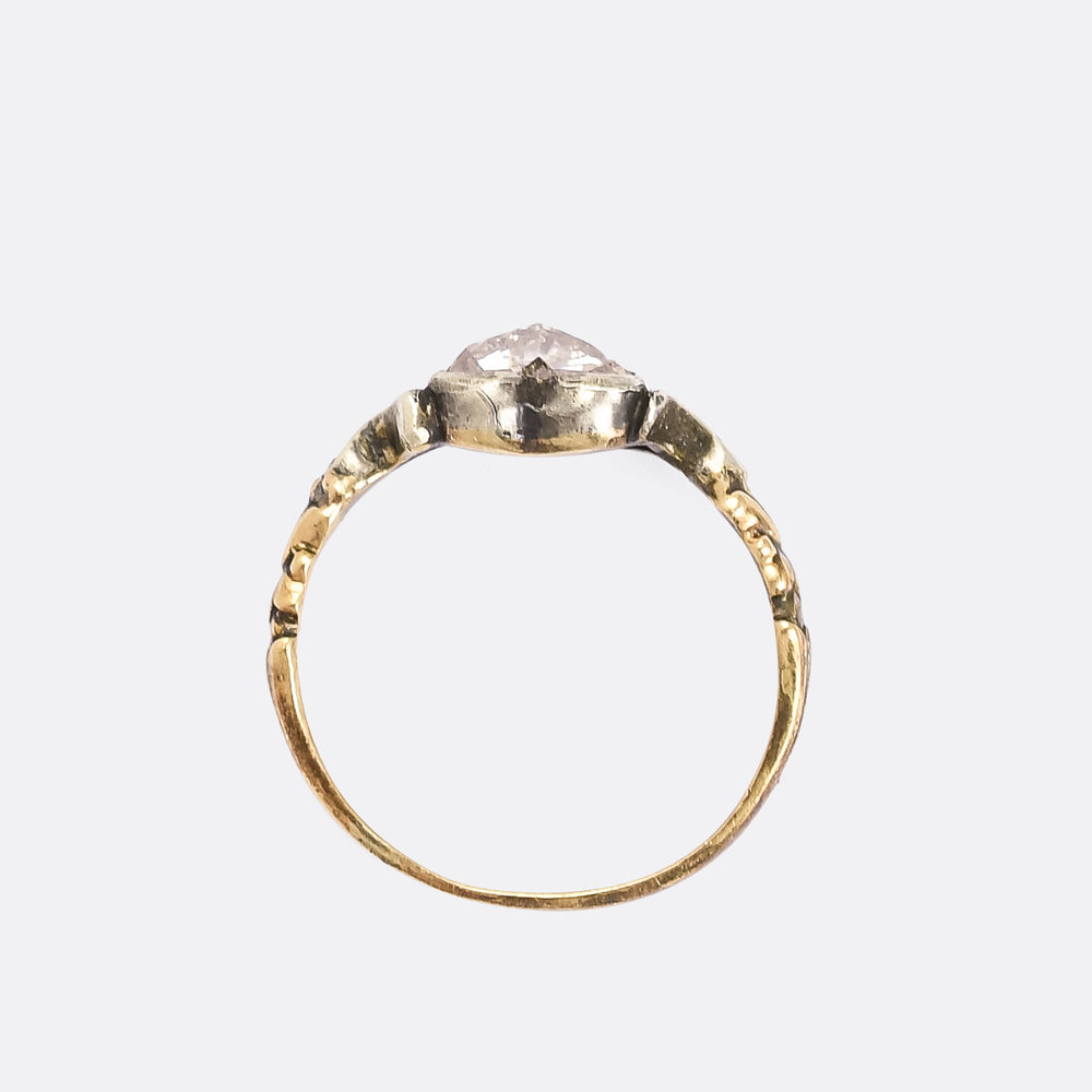 Georgian Pink Heart Diamond Solitaire Ring