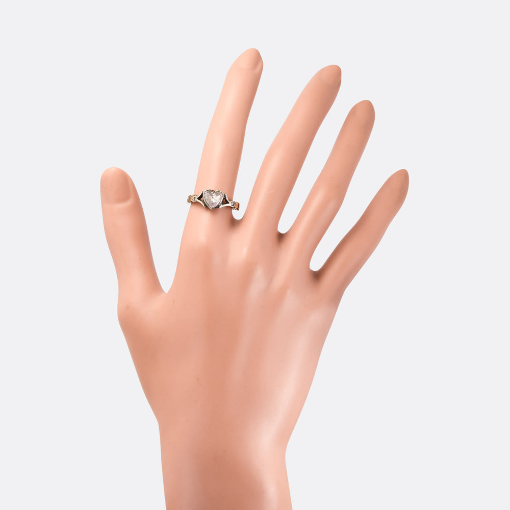 Georgian Pink Heart Diamond Solitaire Ring