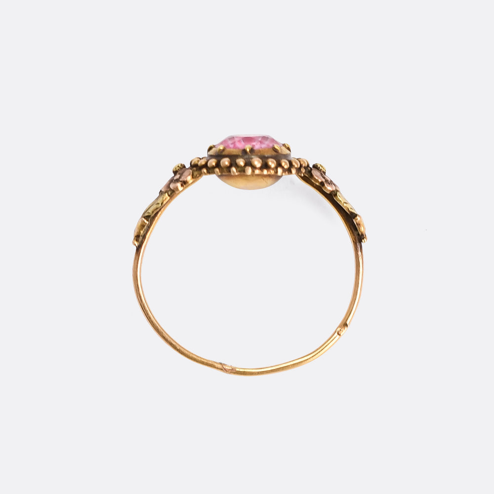 Georgian Pink Topaz Floral Solitaire Ring