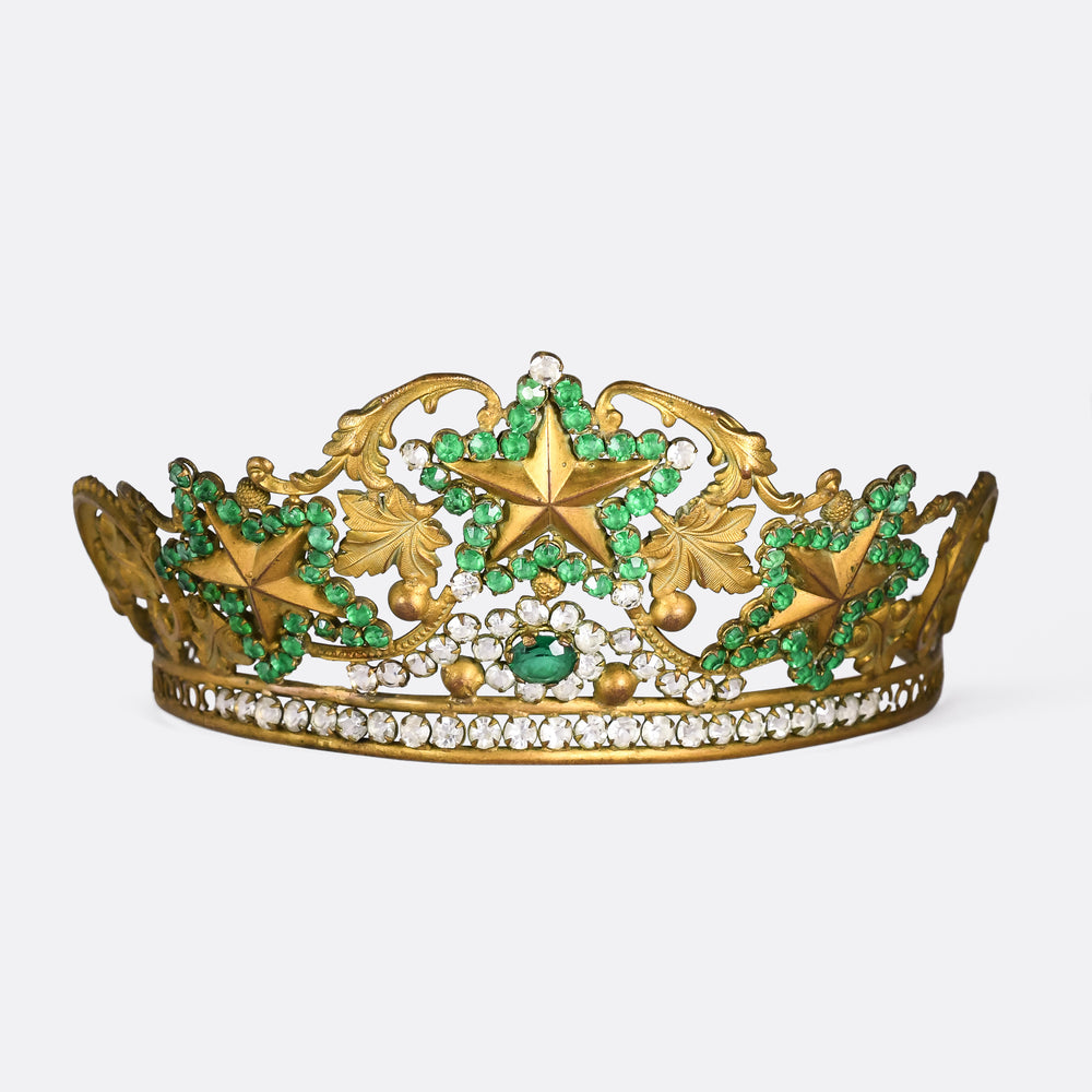 Georgian Regency Green & White Paste Tiara
