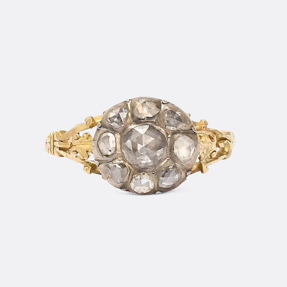 Georgian Rose Cut Diamond Round Cluster Ring