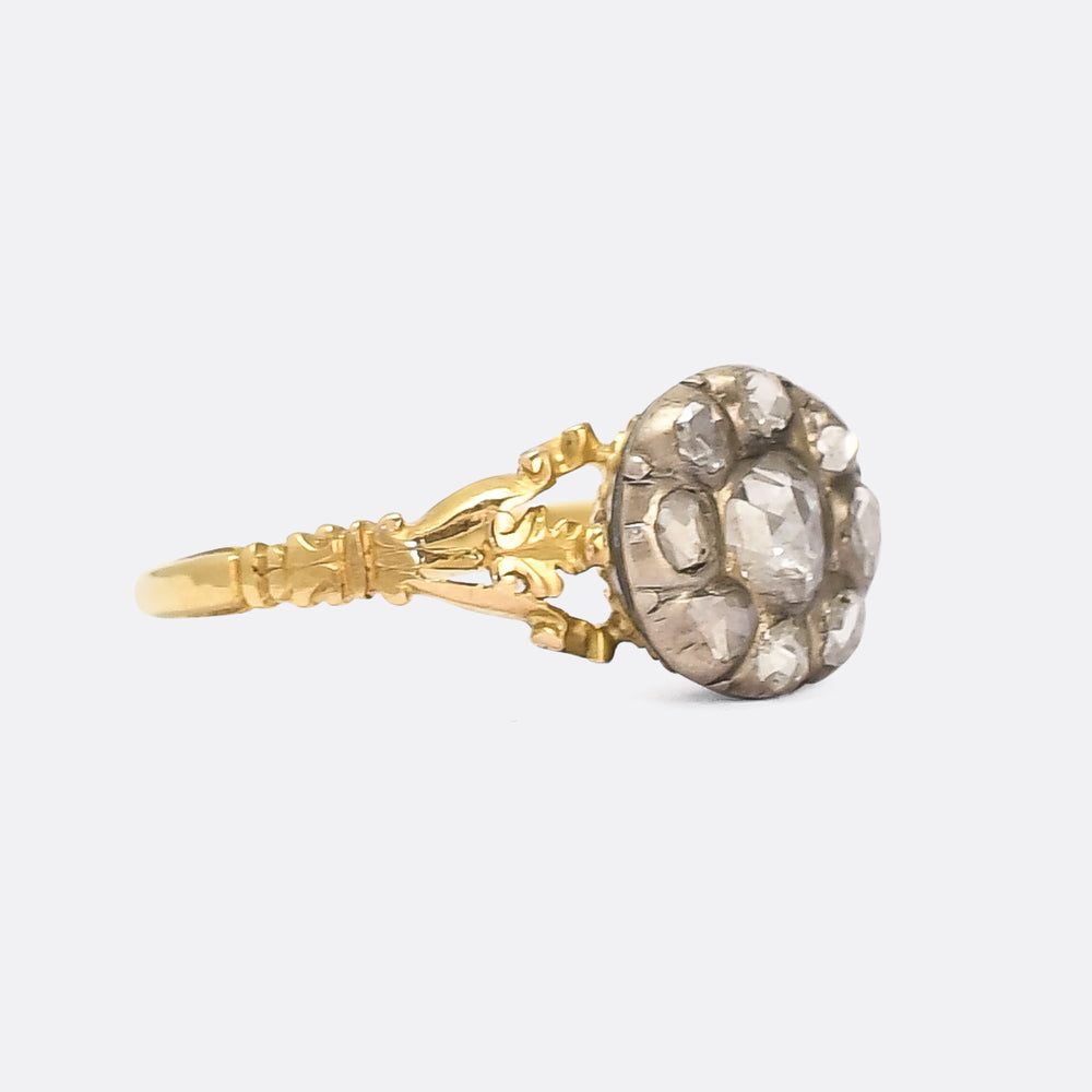 Georgian Rose Cut Diamond Round Cluster Ring