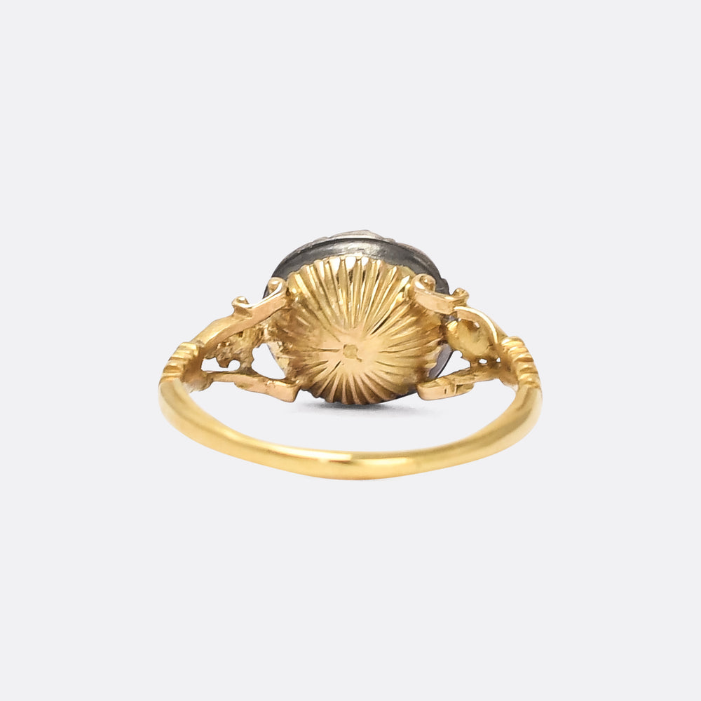 Georgian Rose Cut Diamond Round Cluster Ring