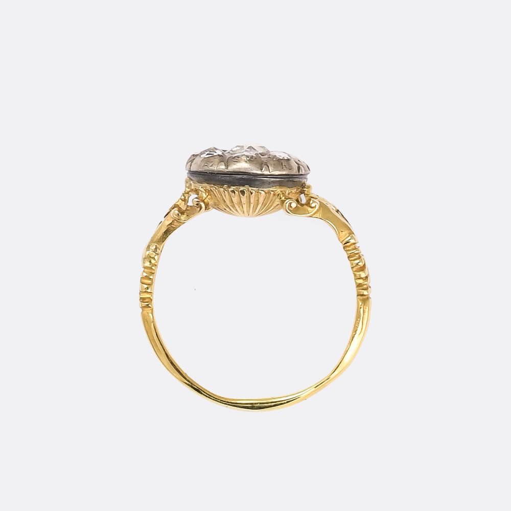 Georgian Rose Cut Diamond Round Cluster Ring