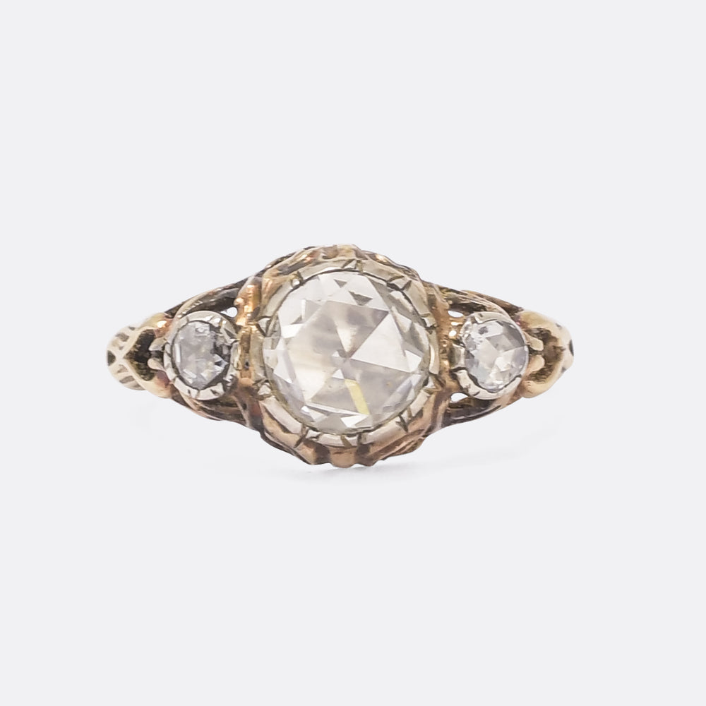Georgian Rose Diamond Three-Stone Ring