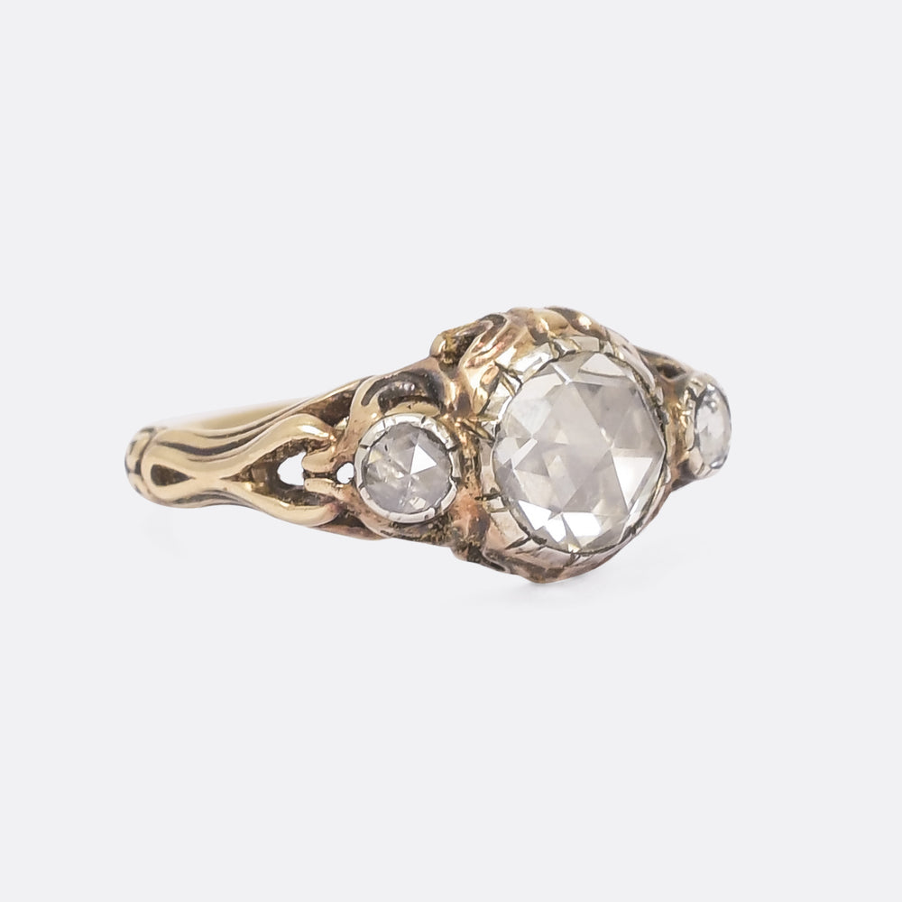 Georgian Rose Diamond Three-Stone Ring