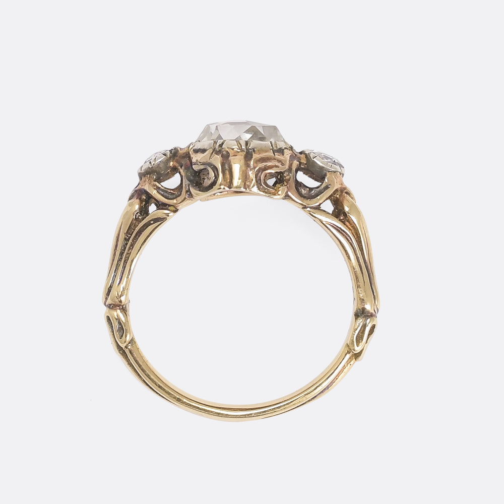 Georgian Rose Diamond Three-Stone Ring