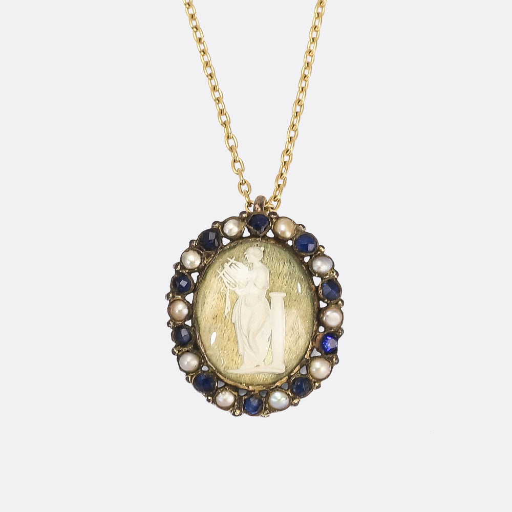 Georgian Terpsichore Sulphide Cameo Pendant