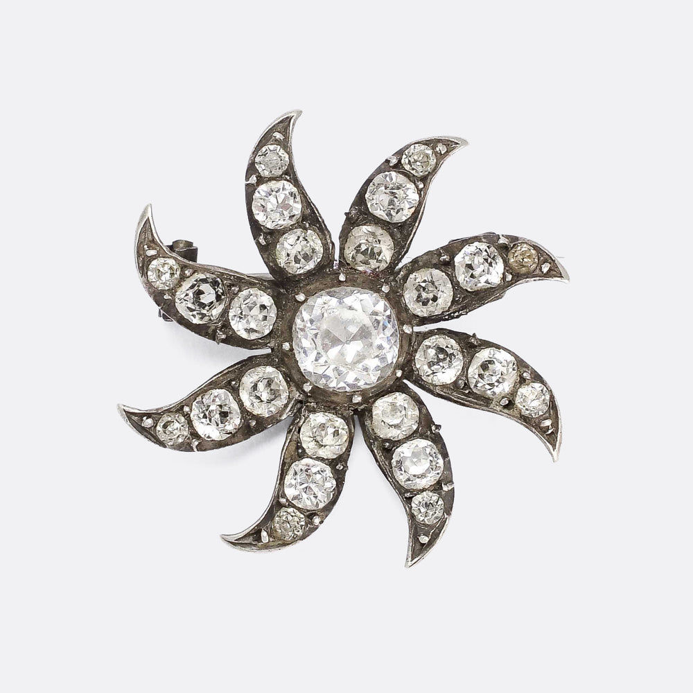 Georgian White Paste Starburst Brooch