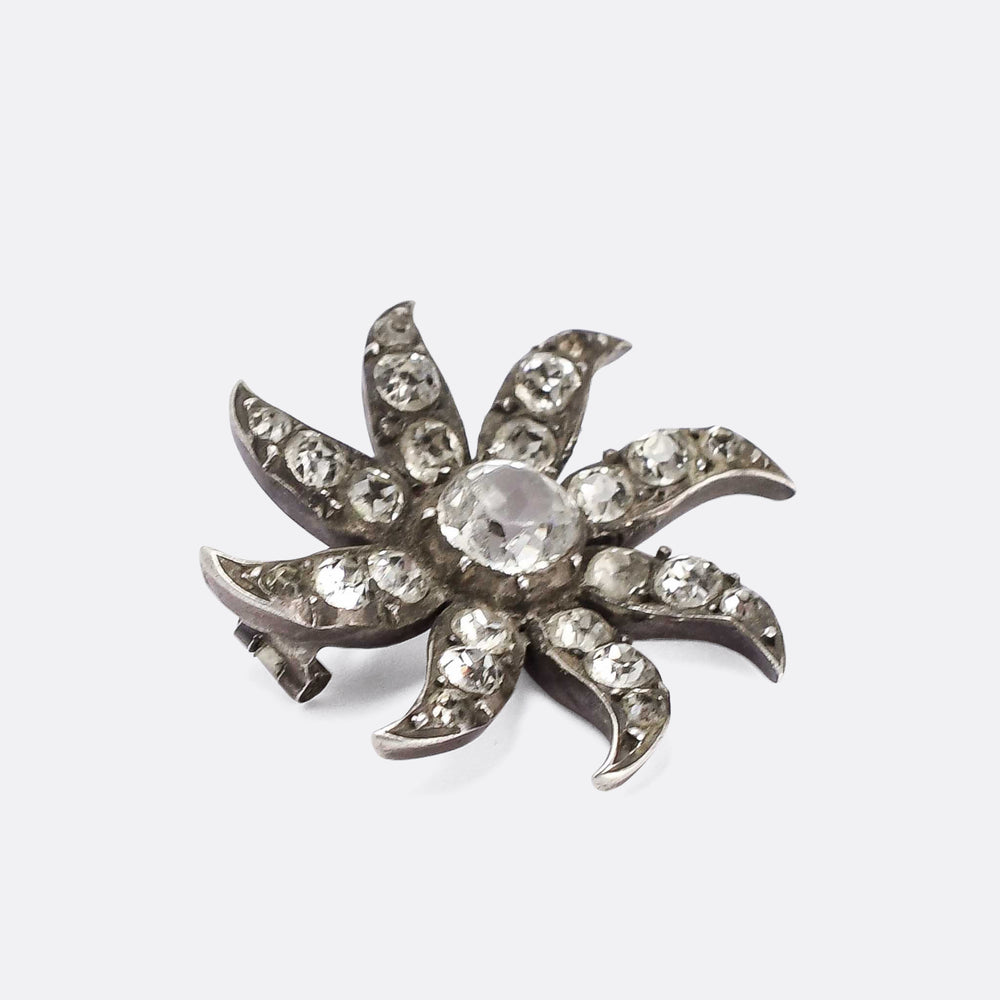 Georgian White Paste Starburst Brooch