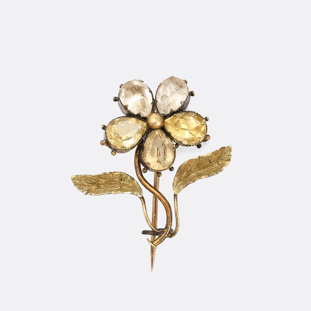 Georgian Yellow & Violet Paste Pansy Brooch