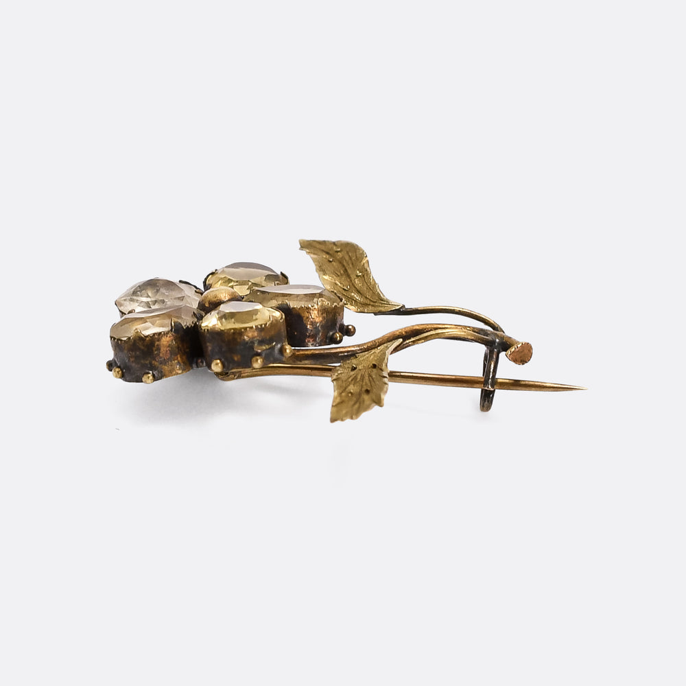 Georgian Yellow & Violet Paste Pansy Brooch