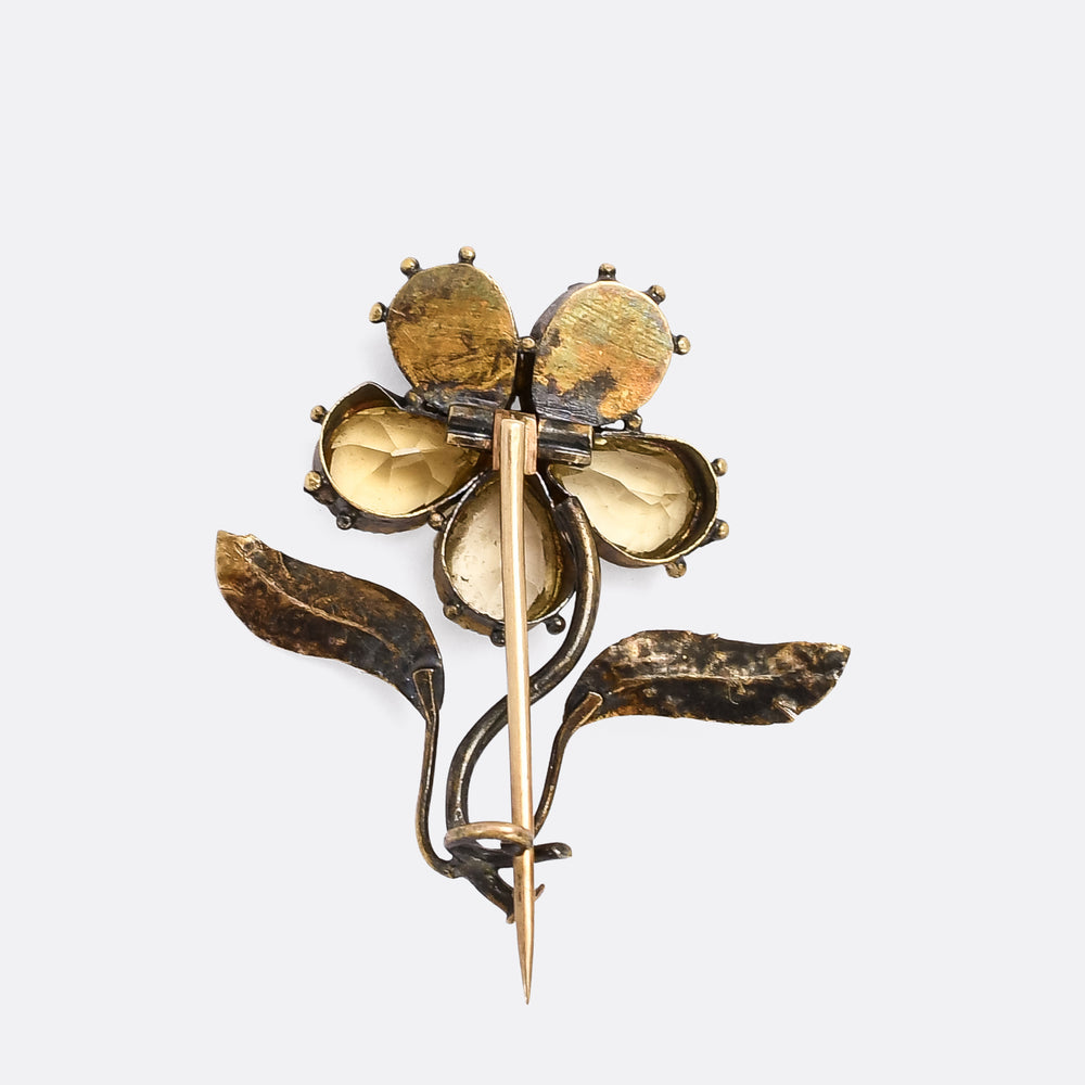 Georgian Yellow & Violet Paste Pansy Brooch