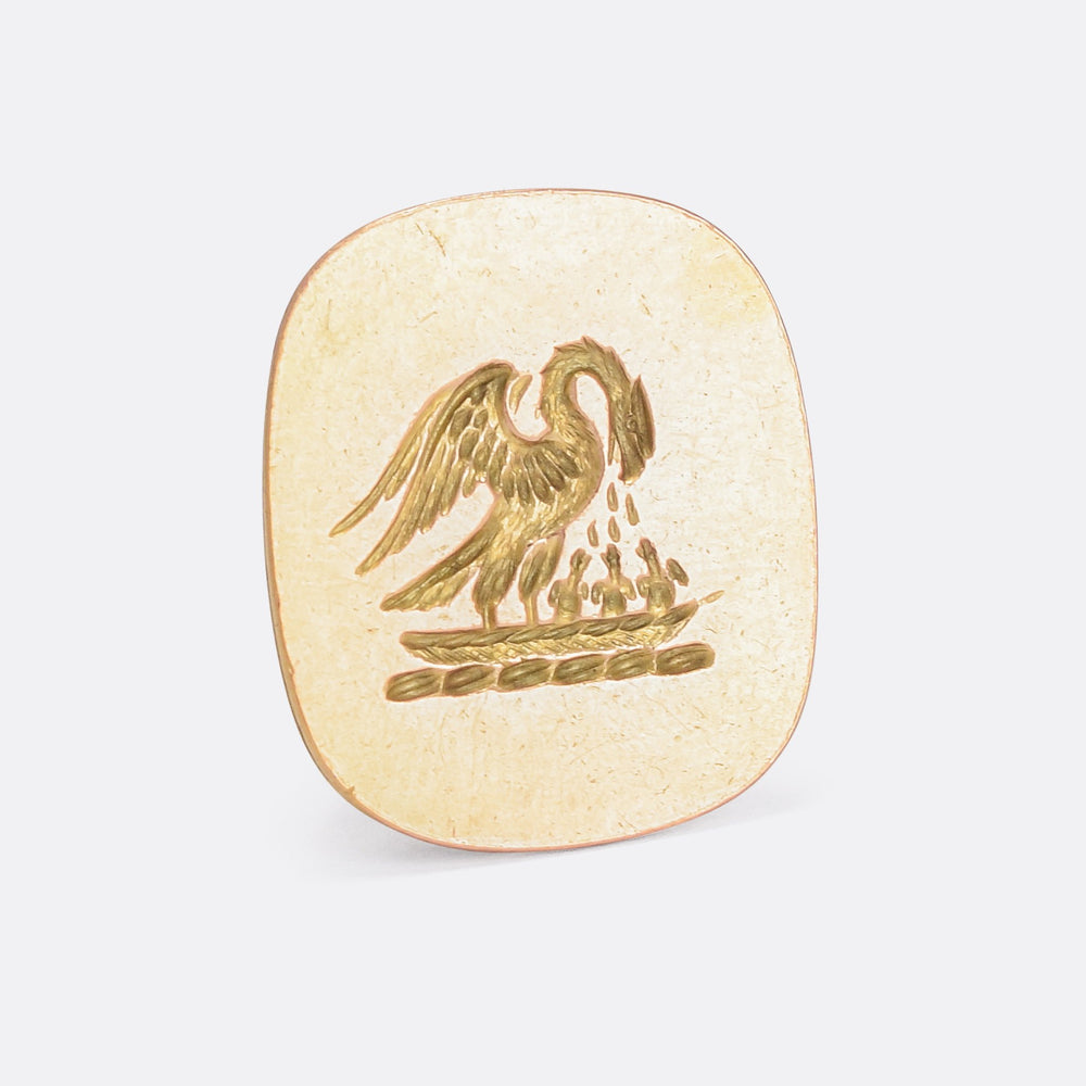 Georgian 15k Gold Swan Intaglio Seal Fob