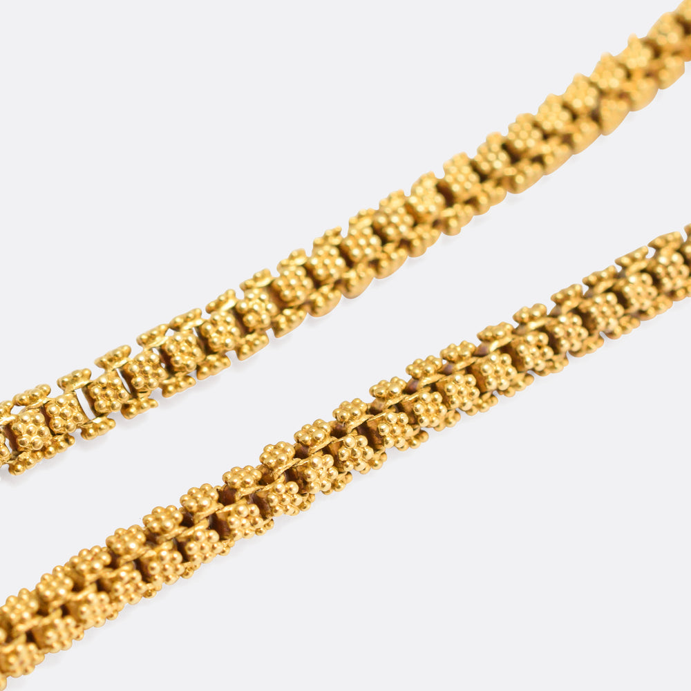 Georgian 18k Gold Flower Link Chain