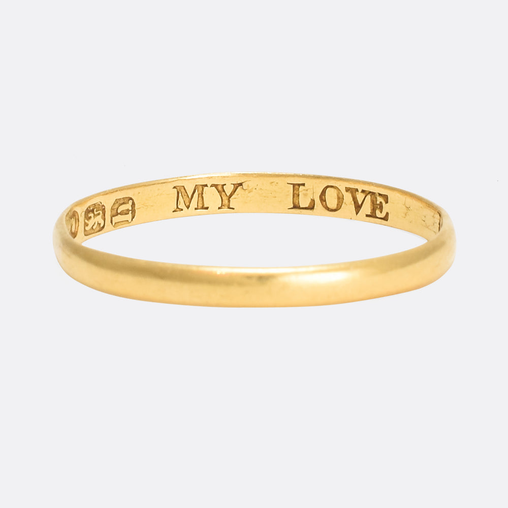 Georgian 18k Gold Posy Ring MY LOVE IS TRUE