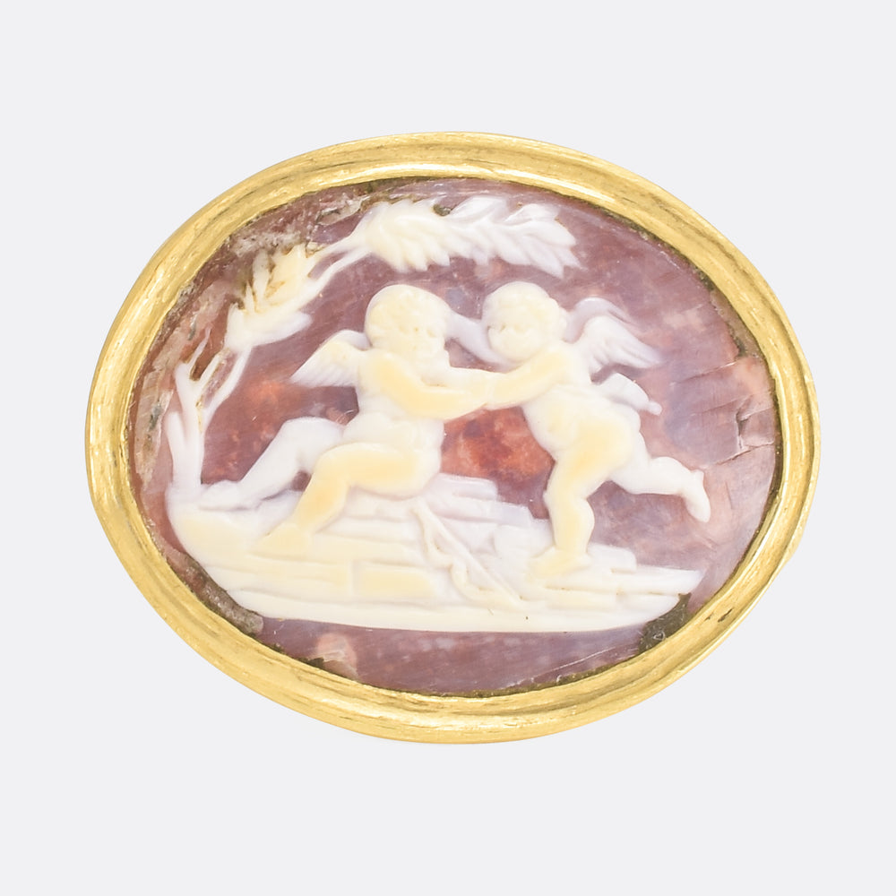 Georgian Cherubs At Play Shell Cameo Ring