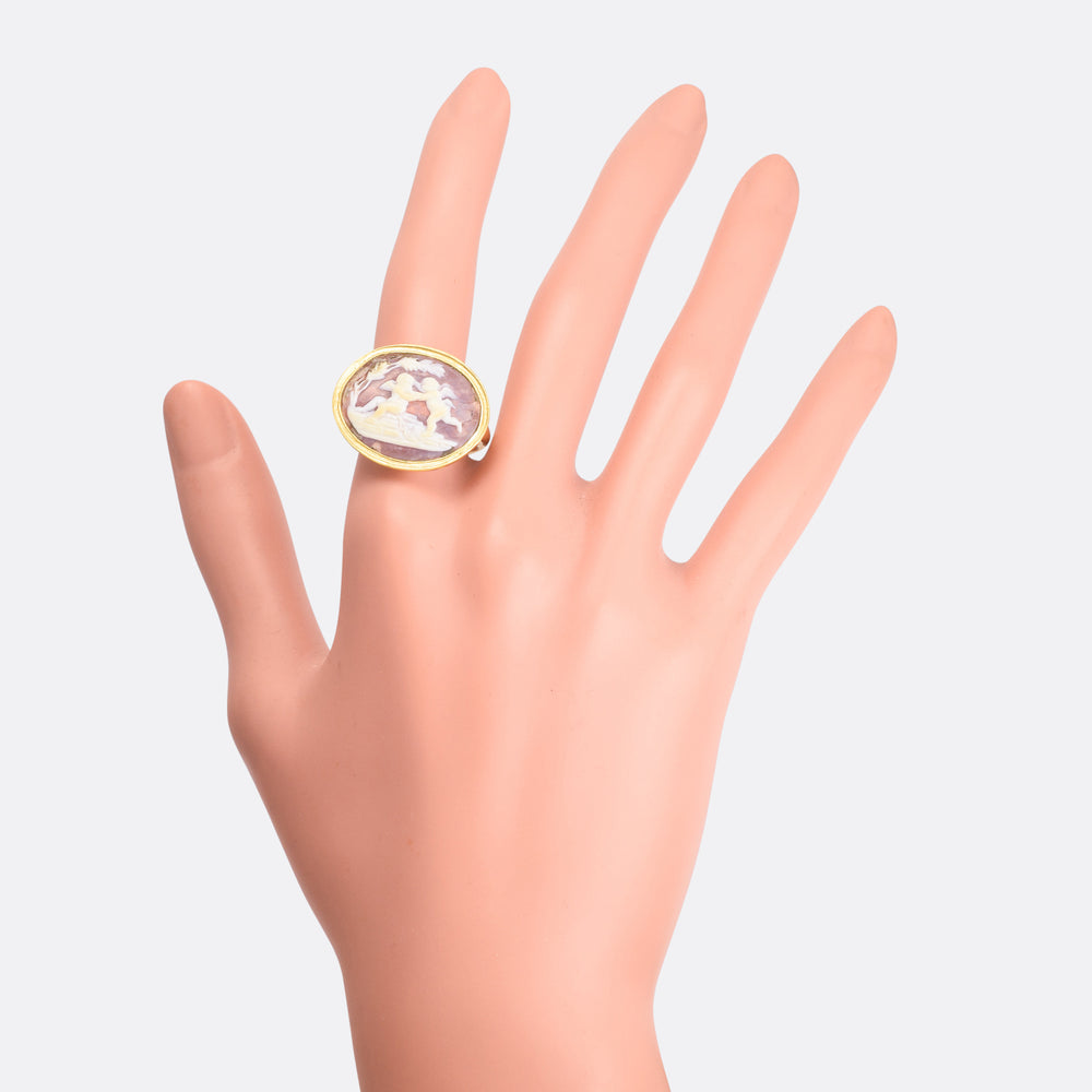 Georgian Cherubs At Play Shell Cameo Ring