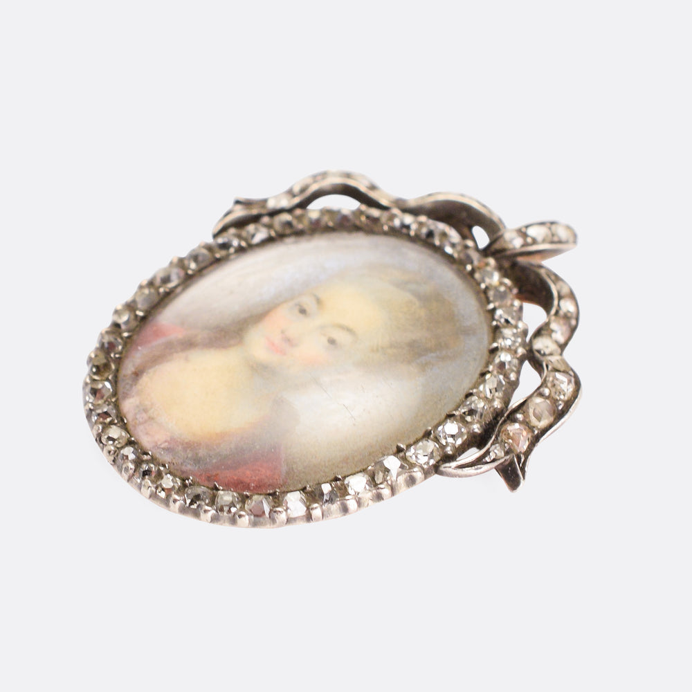 Georgian Diamond-Set Portrait Miniature Pendant
