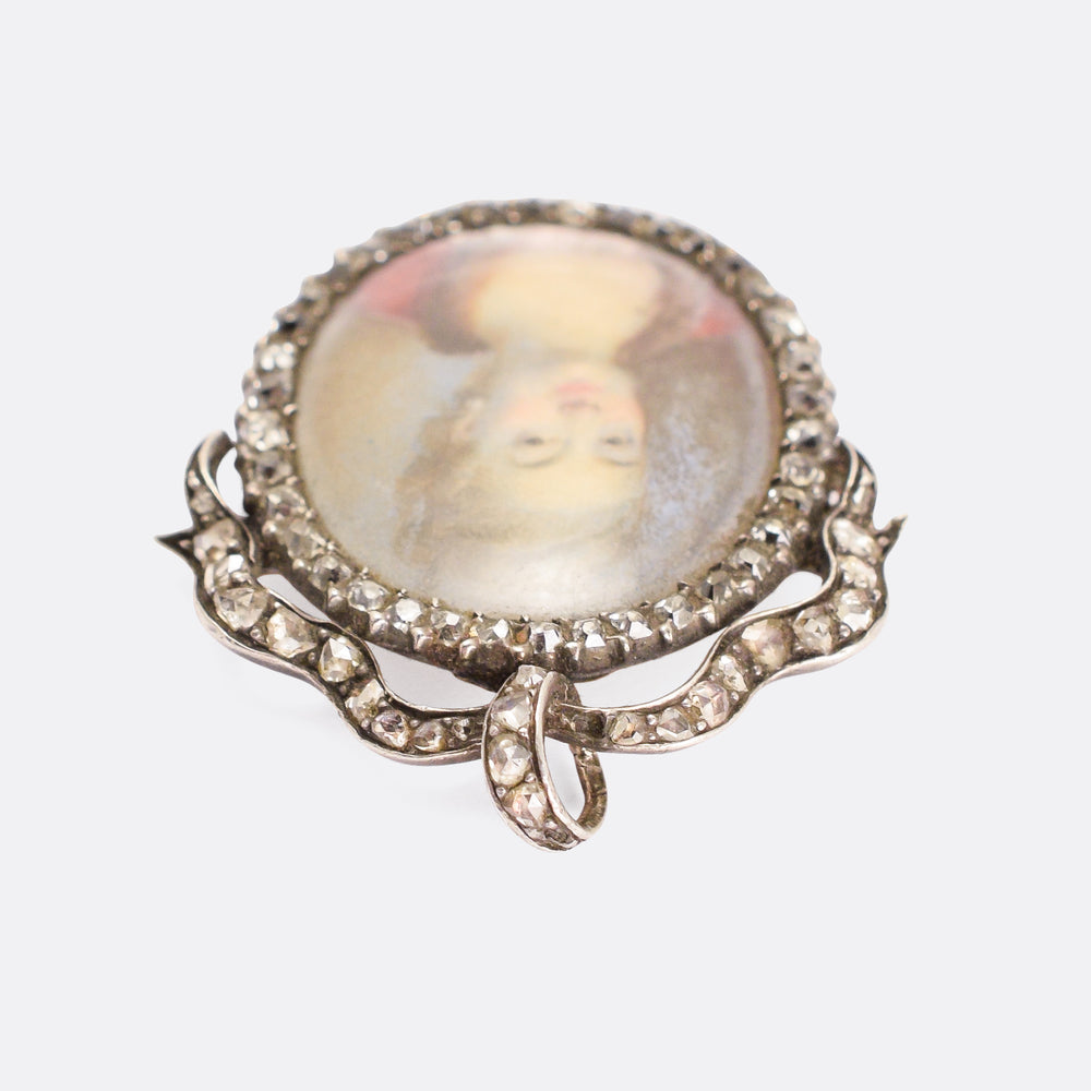 Georgian Diamond-Set Portrait Miniature Pendant