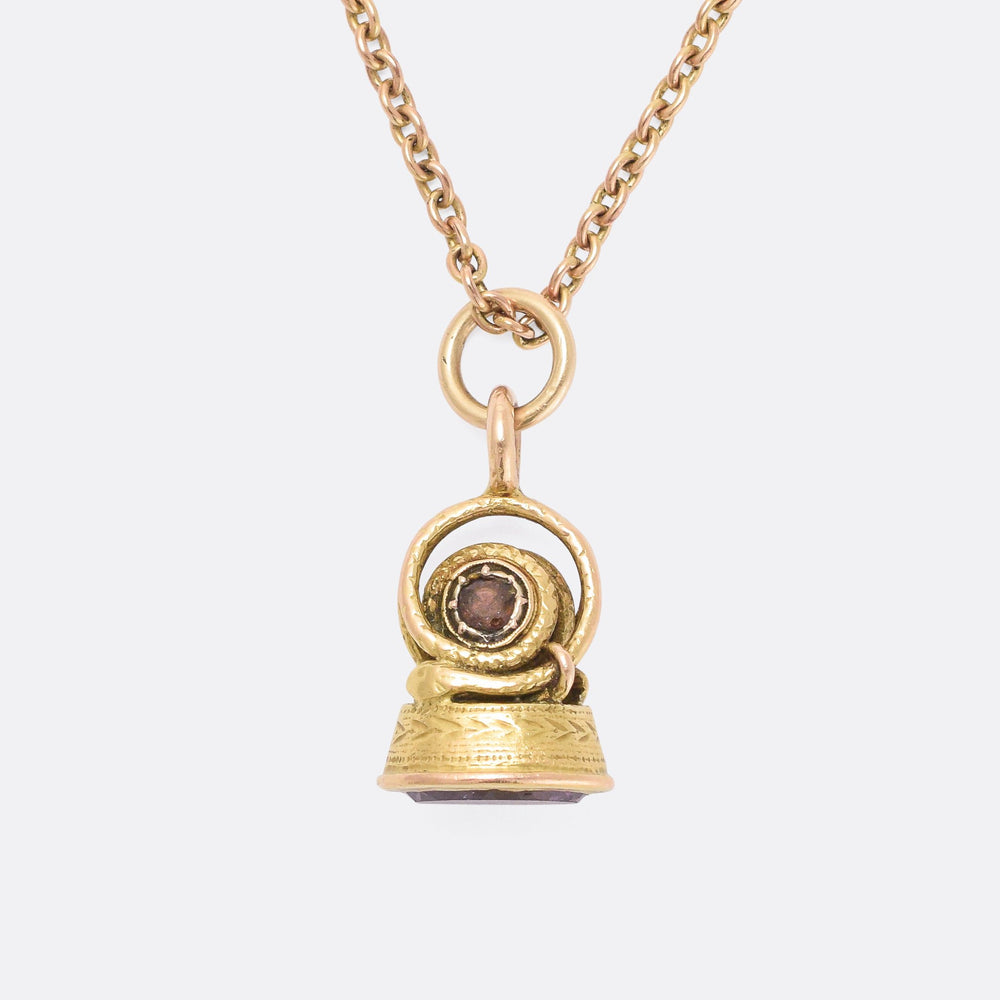 Georgian Garnet & Amethyst Serpent Fob