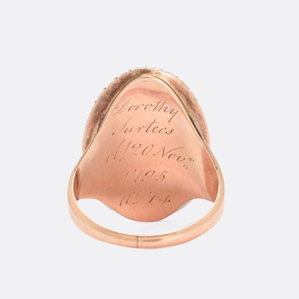 Georgian Navette Pearl Memorial Ring