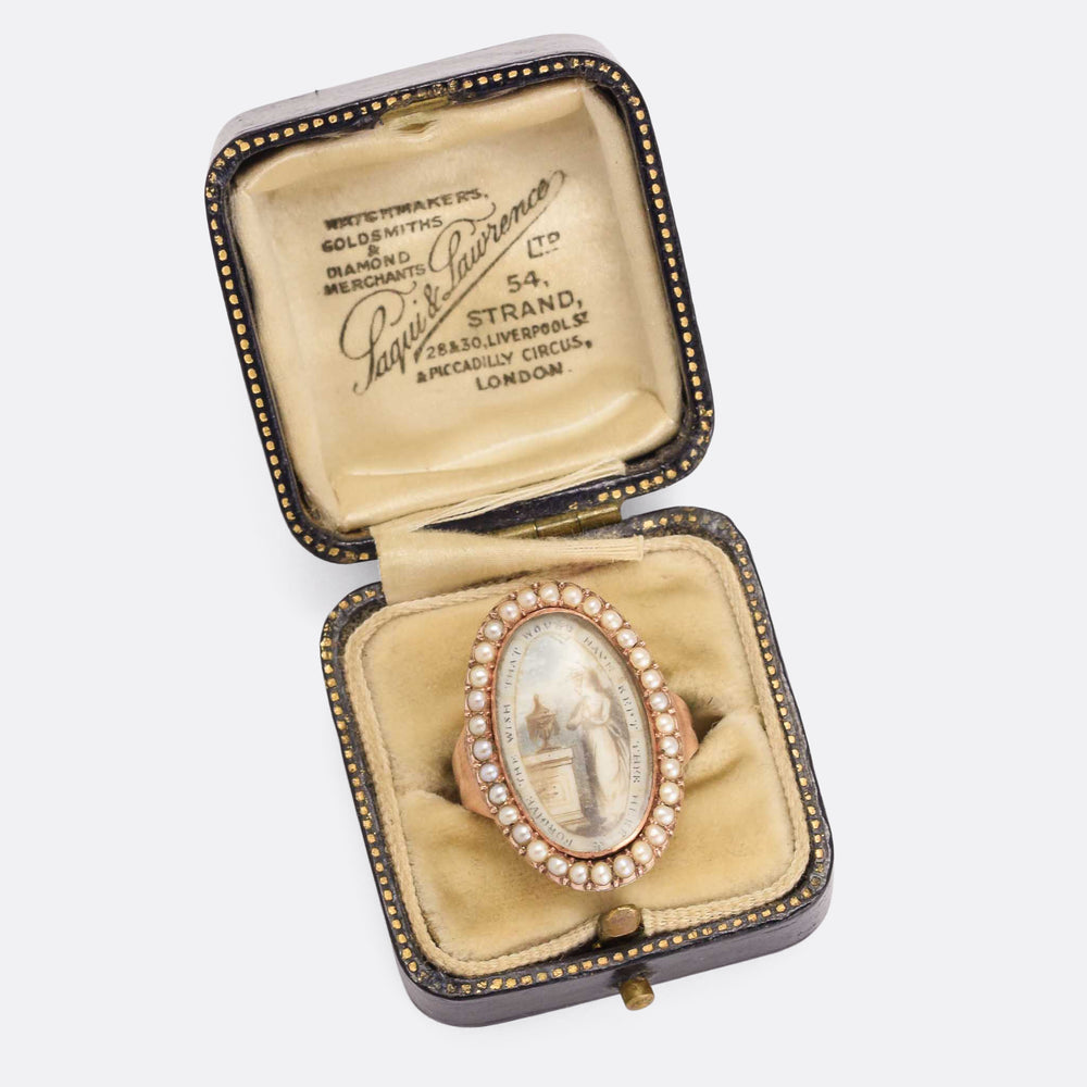 Georgian Navette Pearl Memorial Ring