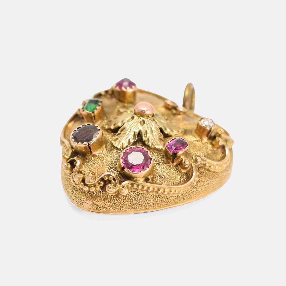 Georgian Regency Acrostic REGARD Heart Locket