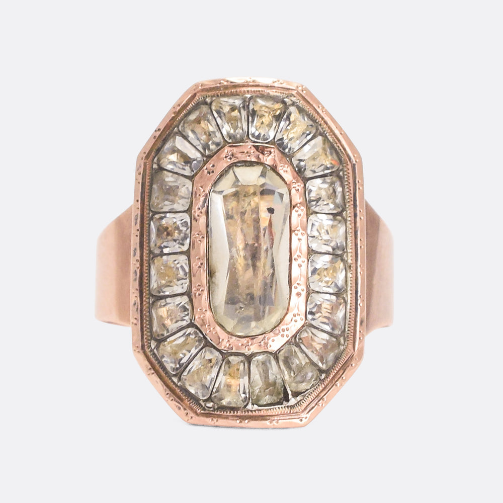 Georgian White Paste Octagon Ring