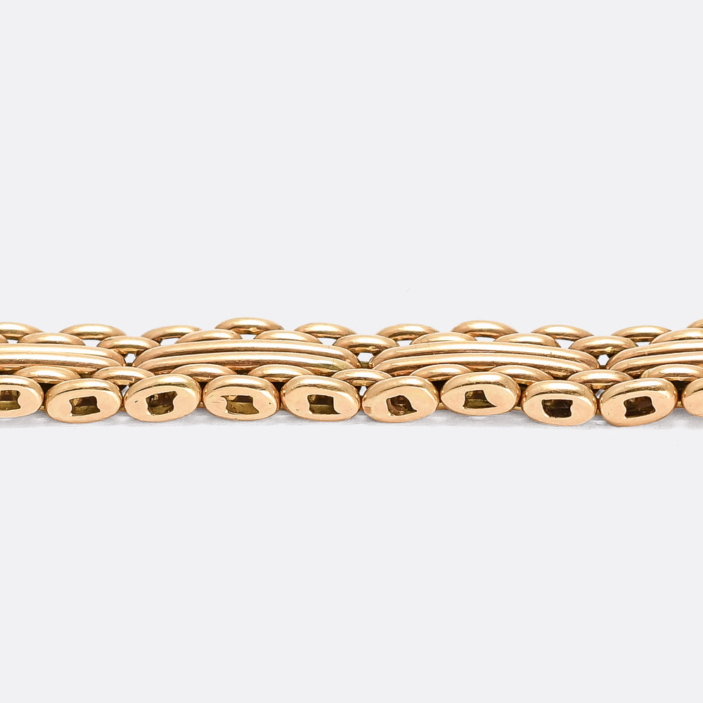 Imperial Russian 14k Gold Gate Link Bracelet