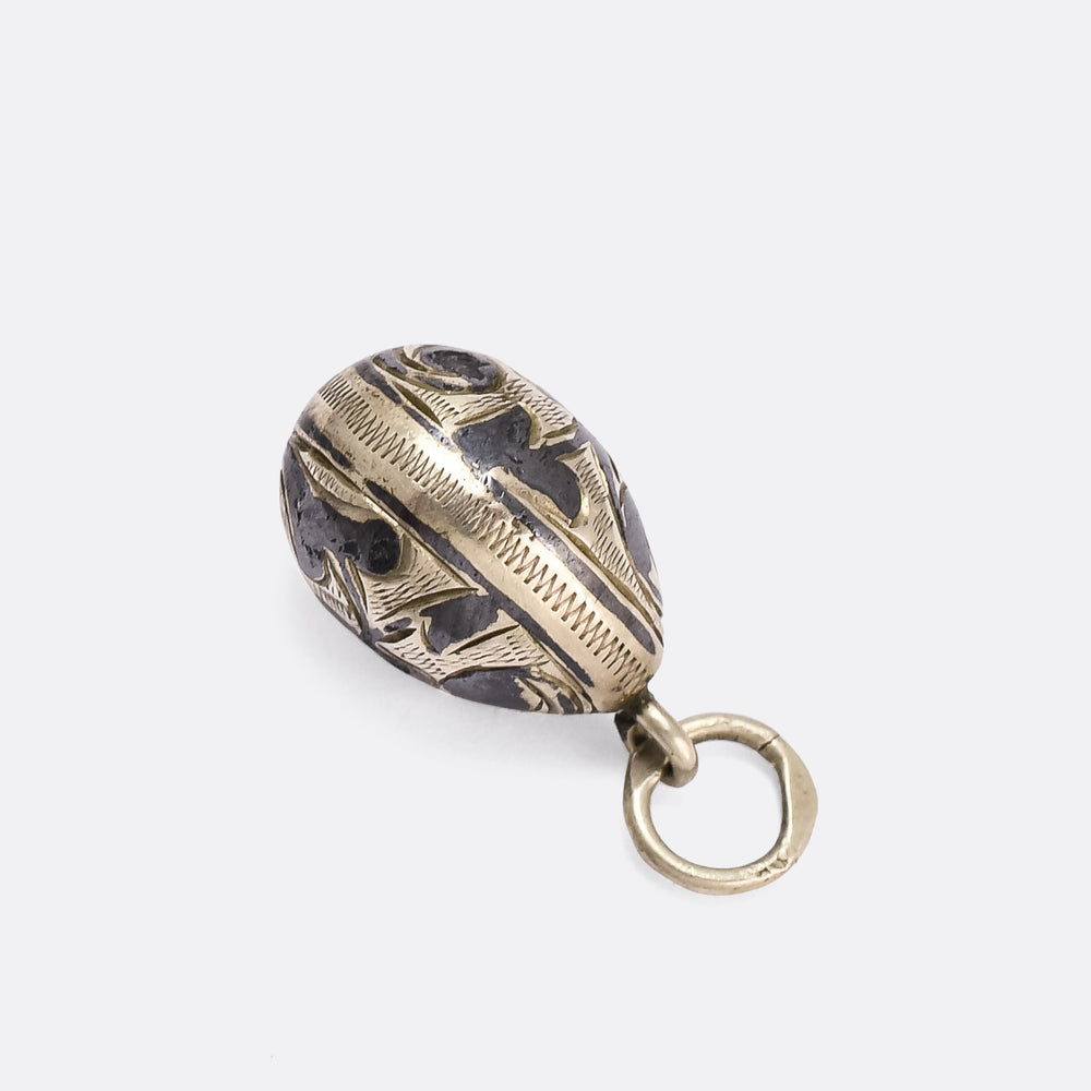 Imperial Russian Niello Egg Pendant