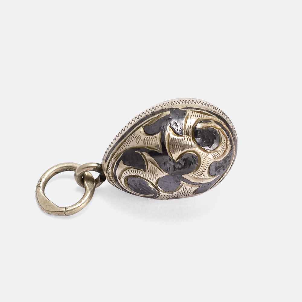 Imperial Russian Niello Egg Pendant