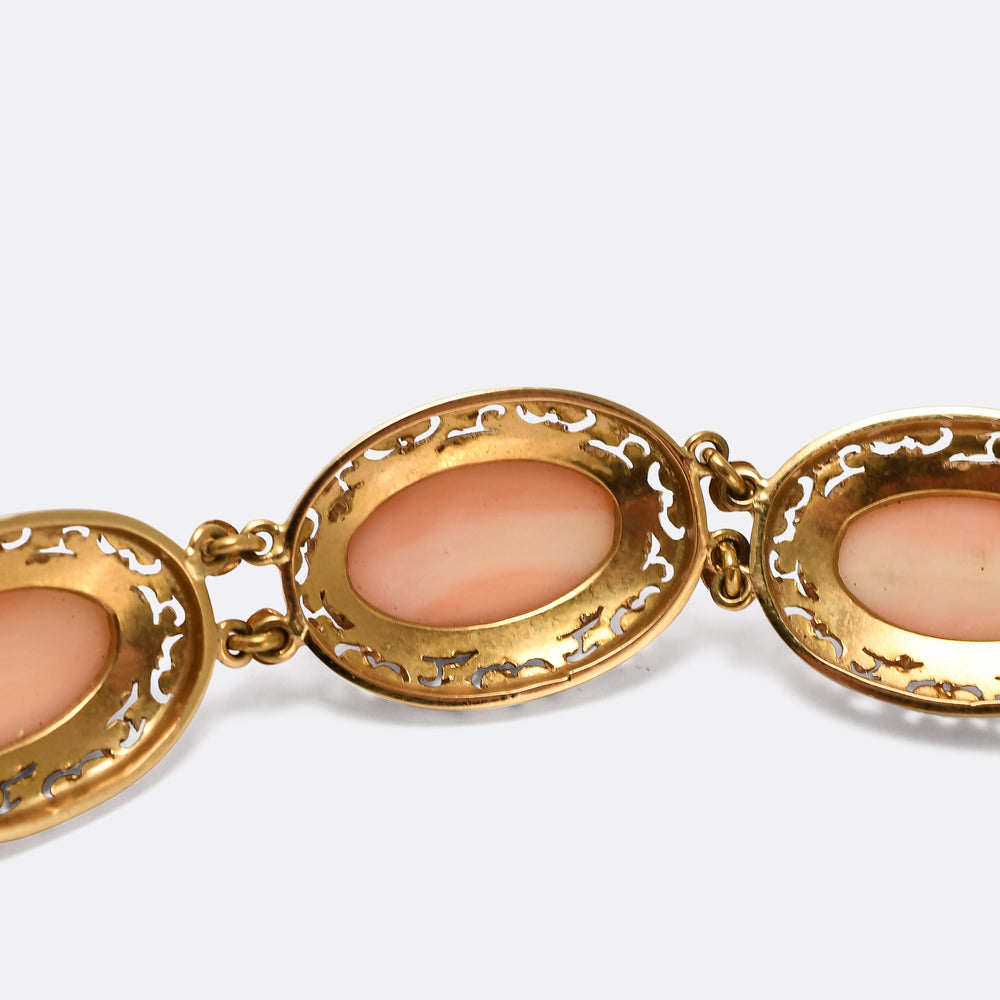 Late Victorian Angelskin Coral Bracelet