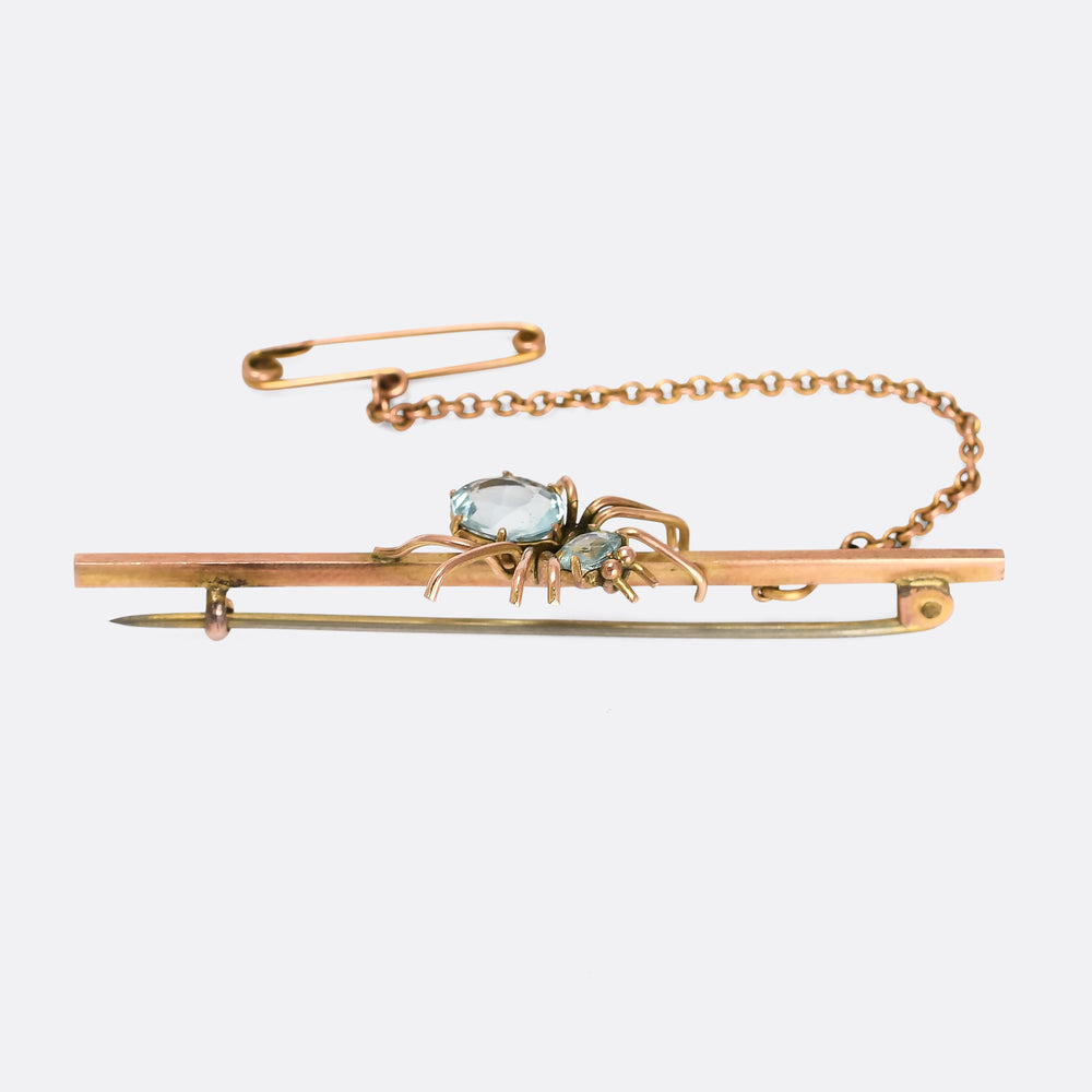 Late Victorian Aquamarine Spider Brooch