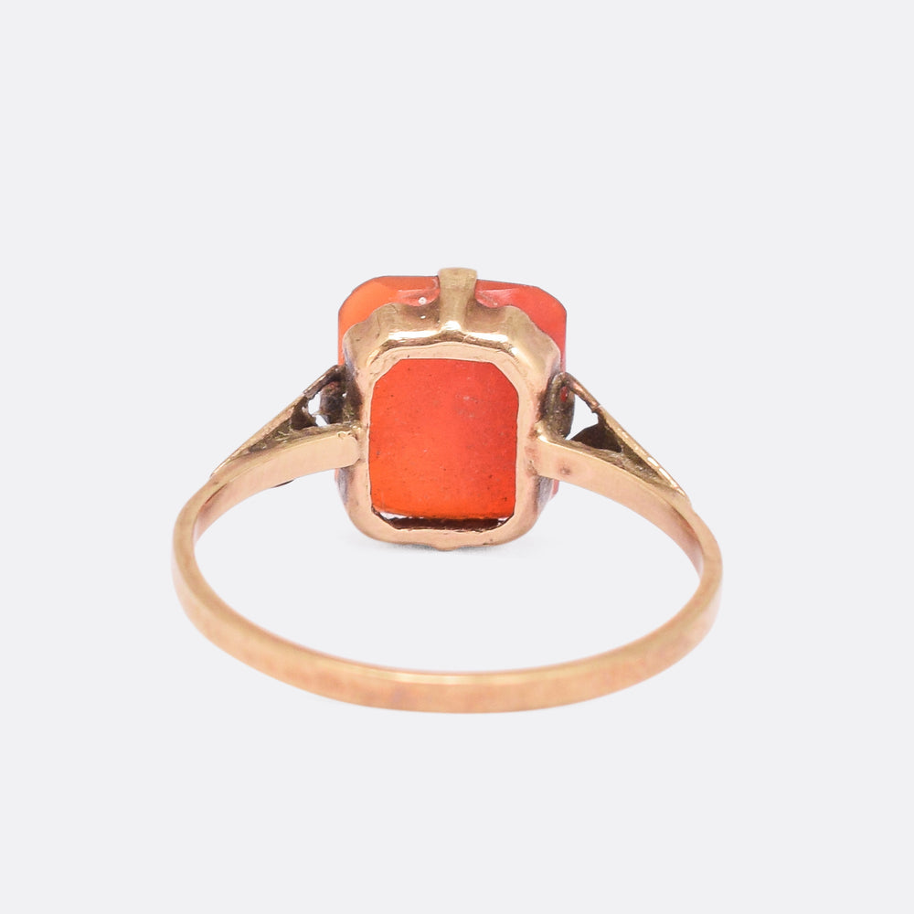 Late Victorian Carnelian Agate Signet Ring