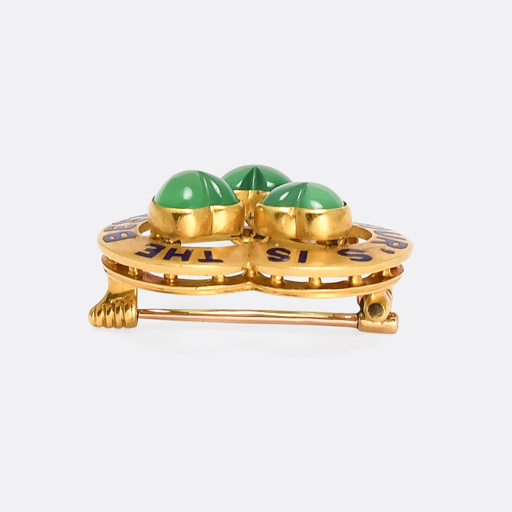 Late Victorian Chrysoprase Your's Is The Best! Witches Heart Brooch