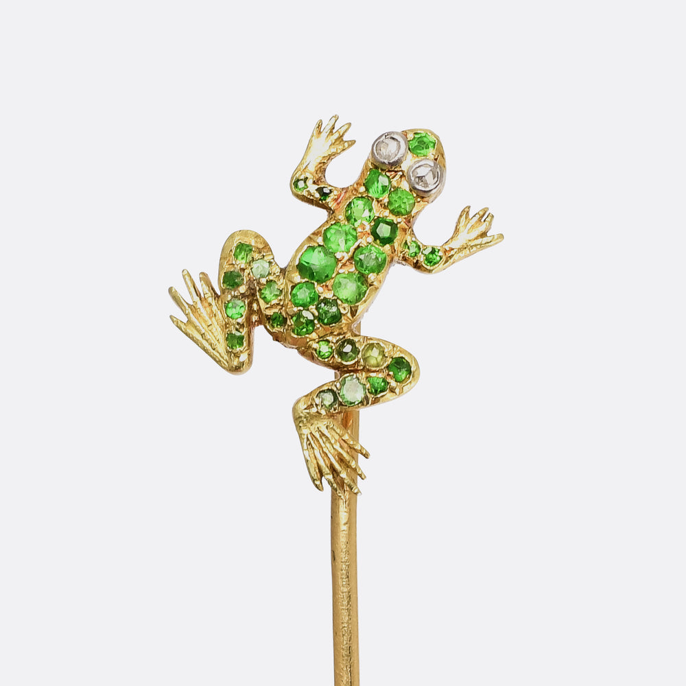 Late Victorian Demantoid Garnet Frog Pin