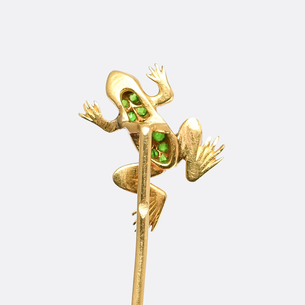 Late Victorian Demantoid Garnet Frog Pin