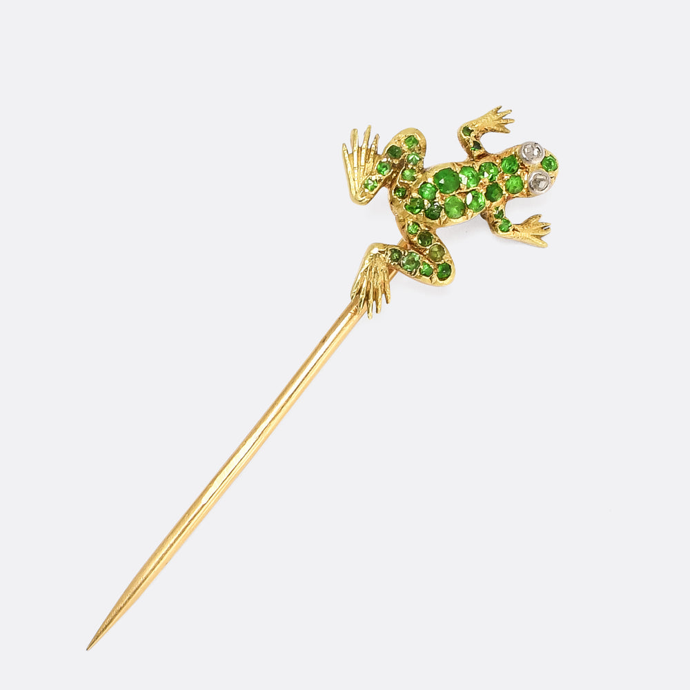 Late Victorian Demantoid Garnet Frog Pin