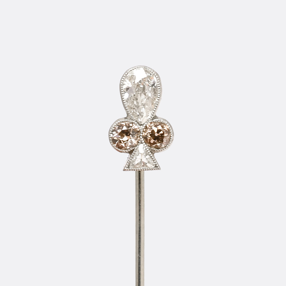 Late Victorian Diamond Clubs Stick Pin