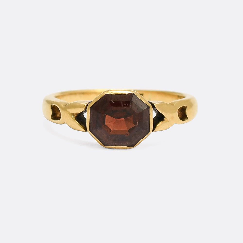 Late Victorian Garnet Octagon Ring