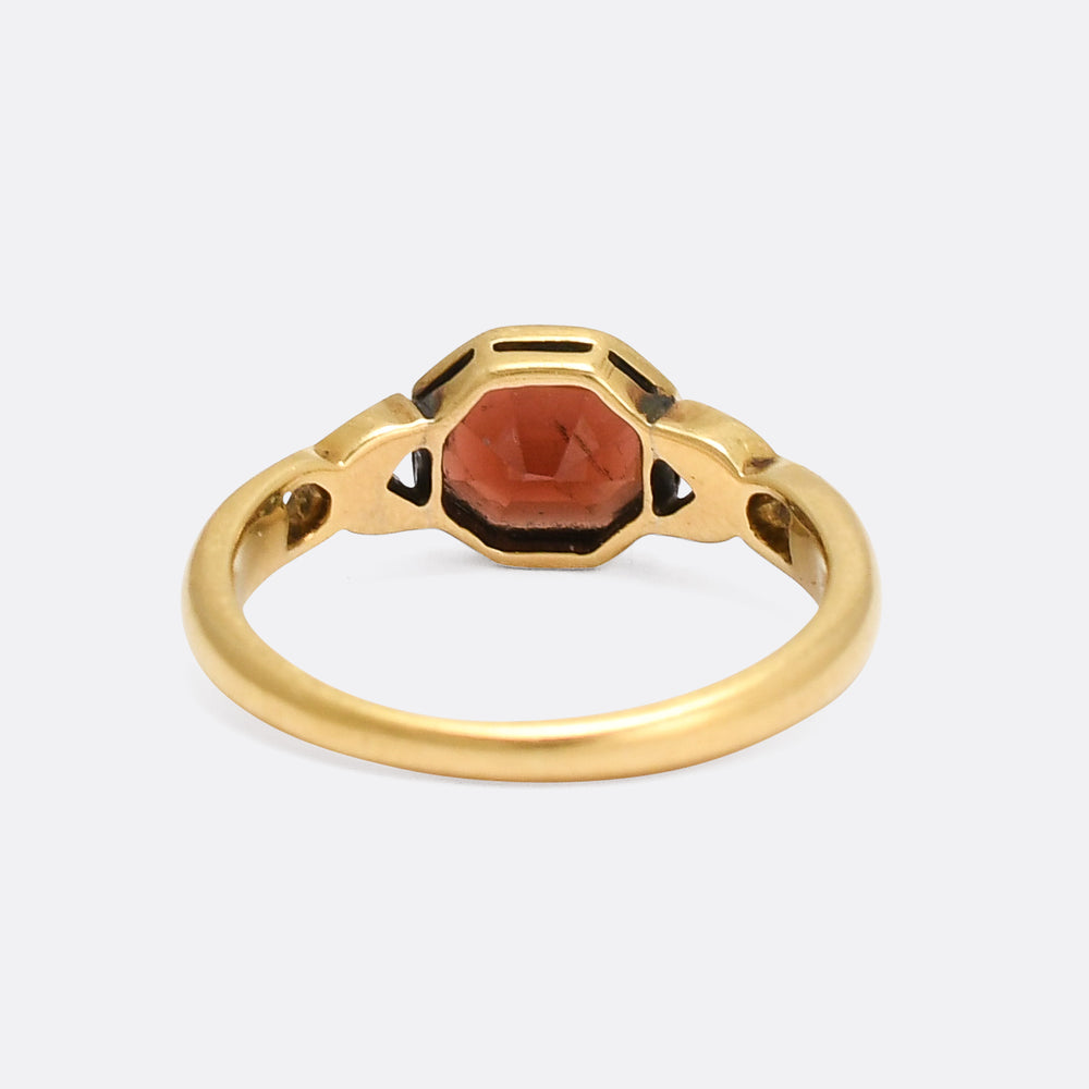 Late Victorian Garnet Octagon Ring