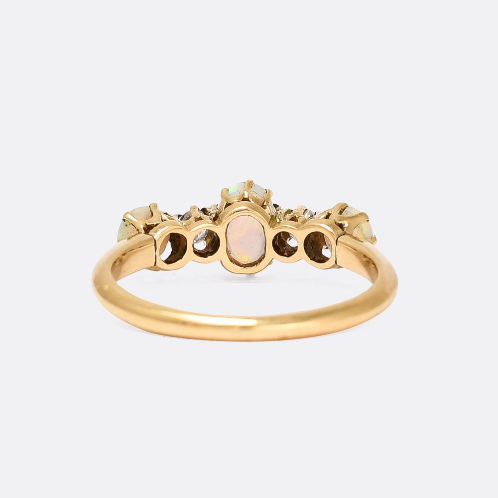 Late Victorian Opal & Diamond 5-Stone Ring
