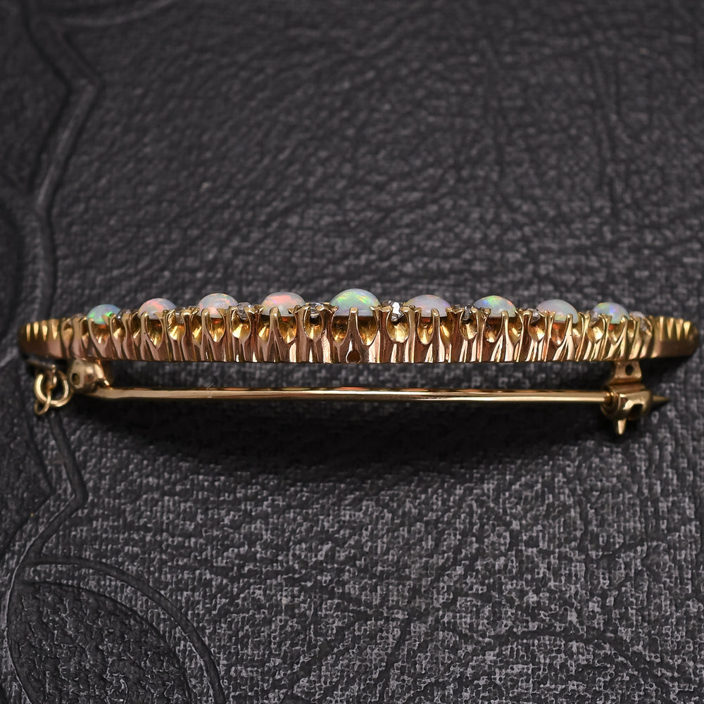 Late Victorian Opal & Diamond Crescent Brooch