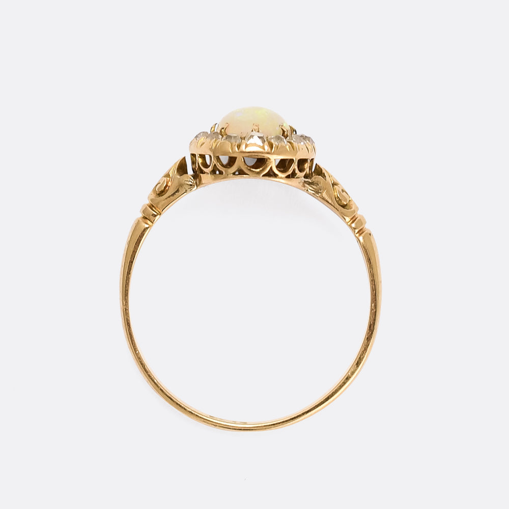 Late Victorian Opal & Peruzzi Diamond Cluster Ring