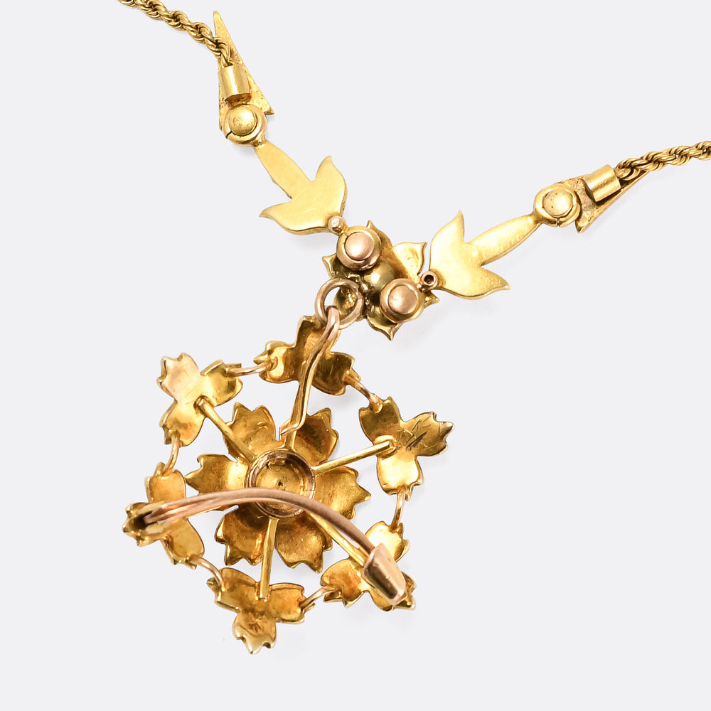 Late Victorian Pearl Flowerburst Necklace