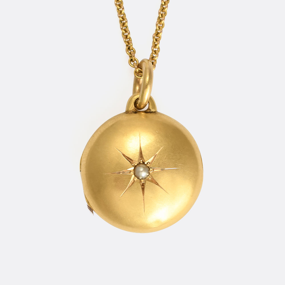 Late Victorian Pearl Star Dome Locket