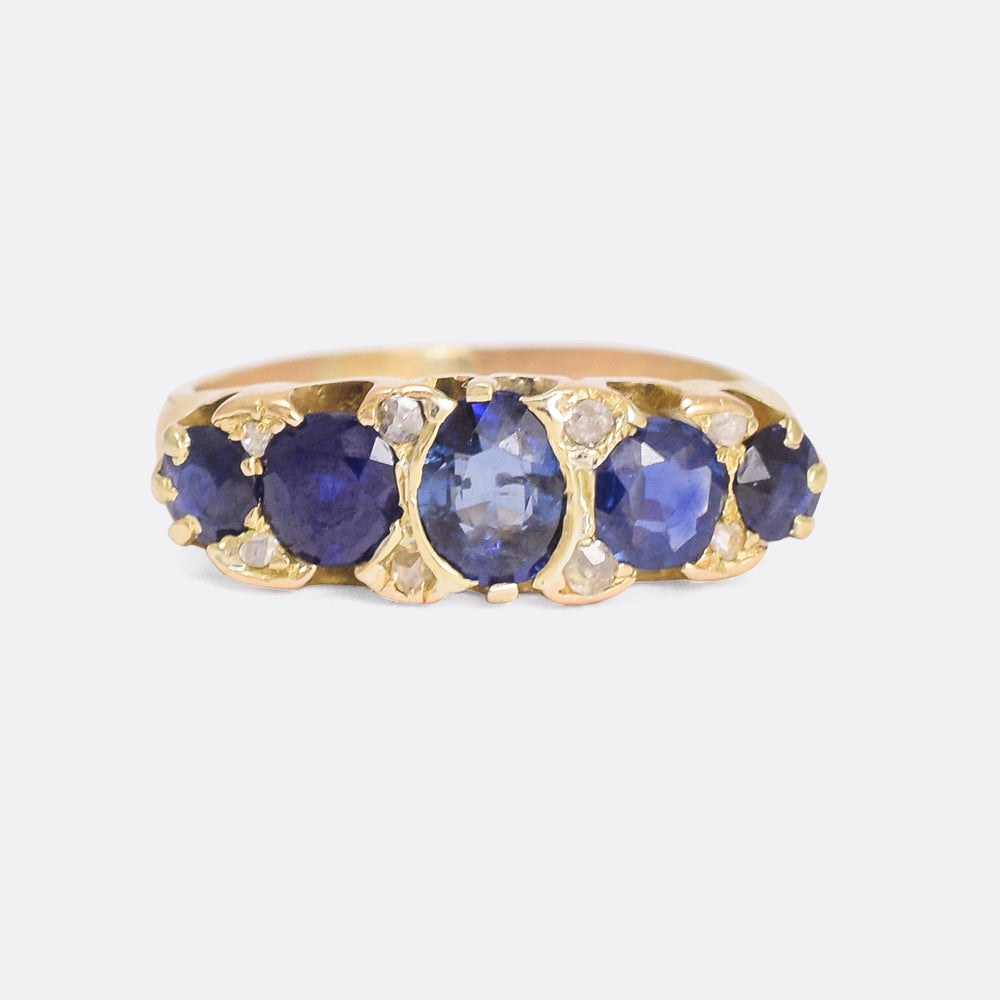Late Victorian Sapphire & Diamond 5-Stone Ring
