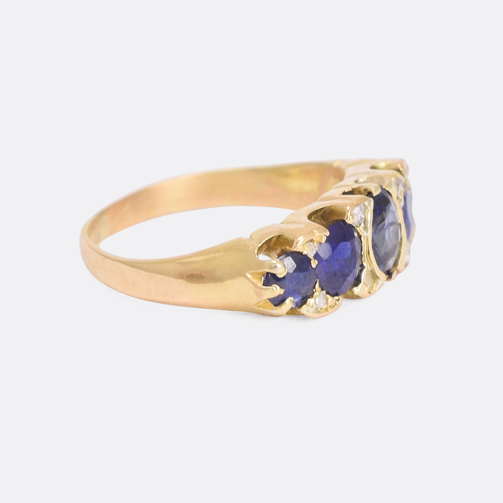 Late Victorian Sapphire & Diamond 5-Stone Ring