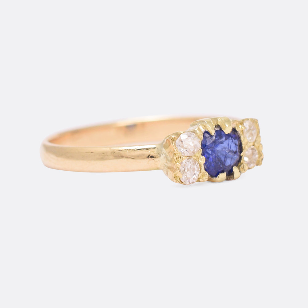 Late Victorian Sapphire & Diamond Cluster Ring